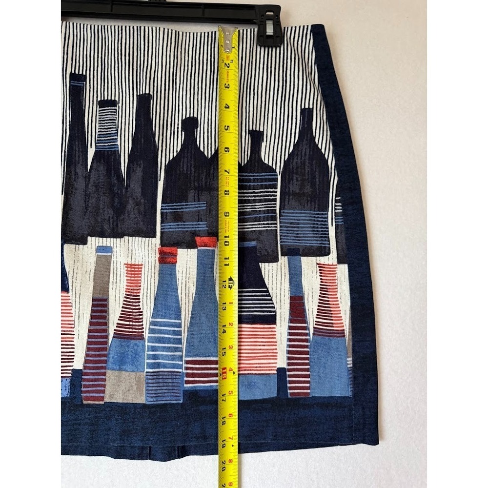 NIC+ZOE Skirt Women 10P Blue Bottle Print Pencil Stretch Artistic Knit Career - Picture 3 of 9